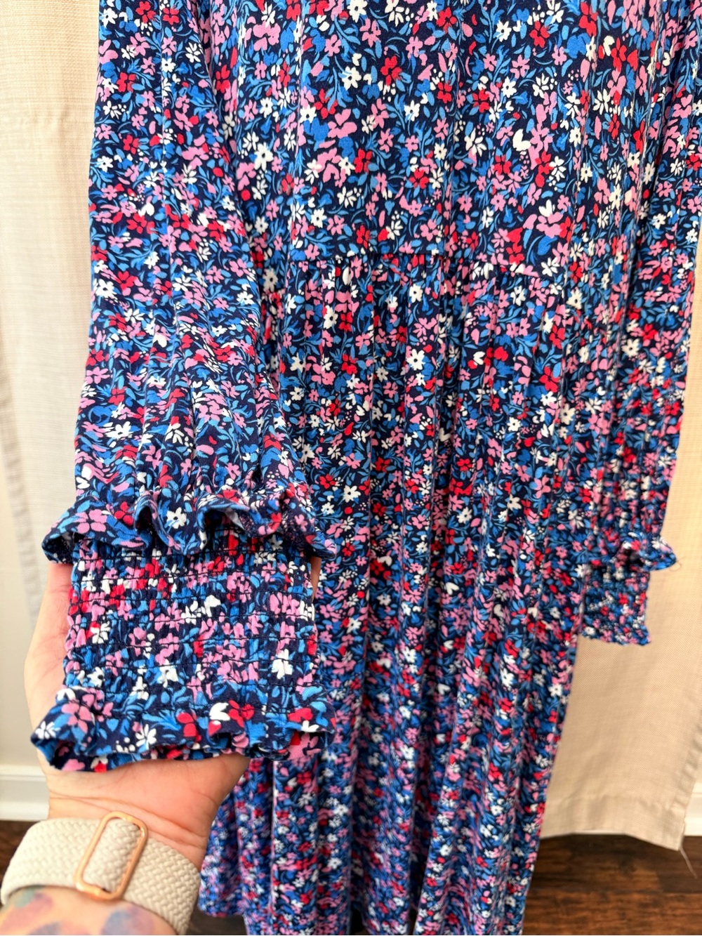 Draper James 3X Ditsy Floral Tiered Midi Dress Smocked Ruffle - Picture 2 of 14